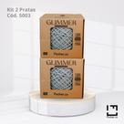 Kit do Fio Glimmer Fischer 150m 3mm 100g cada novelo Kit:2 Pratas 5003 Kit do Fio Glimmer Fischer 150m 3mm 100g cada novelo Kit:2 Pratas 5003