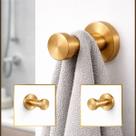 Kit Dois Ganchos Aço Inox 304 Adesivo 3M Dourado Escovado
