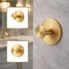 Kit Dois Ganchos Parede Aço Inox Adesivo 3M Dourado Escovado