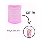 Kit dois porta lapis caneta tesoura objetos mesa porta treco organizador rosa Kit dois porta lapis caneta tesoura objetos mesa porta treco organizador rosa