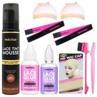 Kit Dolahair de mousse tonalizante para lace, cola para peruca e removedor, castanho escuro