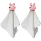 Kit Duas Naninhas 30x30 Toalhinhas Peluciada Pano De Mão Multiuso Bebê Com Prendedor Coelhinho Rosa