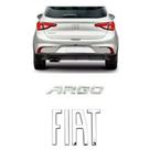 Kit duas peças emblema letreiro Fiat mais Argo fita 3M peça cromada medidas da Fiat 140 x 105