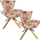 Kit Duas Poltronas Elegance Base Giratória Ferro e Madeira Cambuci Impermeável