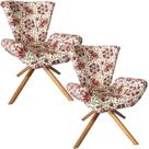 Kit Duas Poltronas Elegance Base Giratória Ferro e Madeira Cazoli Laranja Impermeável