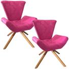 Kit Duas Poltronas Elegance Base Giratória Ferro e Madeira Jacquard Pink Kit Duas Poltronas Elegance Base Giratória Ferro e Madeira Jacquard Pink