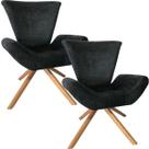 Kit Duas Poltronas Elegance Base Giratória Ferro e Madeira Sued Preto