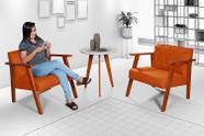 Kit Duas Poltronas Madri Material Sintético + Mesa Lateral