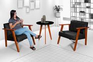 Kit Duas Poltronas Madri Material Sintético + Mesa Lateral