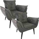 Kit Duas Poltronas Opala Robust Sued Cinza