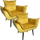 Kit Duas Poltronas Opala Robust Sued Premium Amarelo
