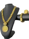 Kit Dubai 15mm + Anel e Pingente Letra Banhado a Ouro 18k Kit Dubai 15mm + Anel e Pingente Letra Banhado a Ouro 18k