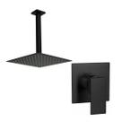 Kit Ducha Chuveiro 20x20 Slim De Teto + acabamento de registro Monocomando padrão Deca Black Matte Preto Fosco Metal Premium Inox