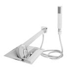 Kit Ducha Chuveiro Quadrada Metal Inox 20X20cm + Braço Quadrado c/ Derivador 38cm + Ducha de Mão 7787