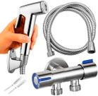 KIt Ducha higienica Com Registro Saída Dupla 1/2 Luxo Metal Aço Inox Chuveirinho Com Gatilho Duchinha E Mangueira 1,50m KIt Ducha higienica Com Registro Saída Dupla 1/2 Luxo Metal Aço Inox Chuveirinho Com Gatilho Duchinha E Mangueira 1,50m