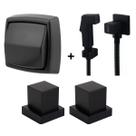 Kit Ducha Higienica Preta 2 Acabamento Registro + Descarga