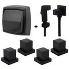 Kit Ducha Higienica Preta 4 Acabamento Registro + Descarga