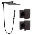 Kit Ducha Quadrada 20x20 Slim com desviador + Acabamento para Registro base deca Cogumelo Até 1'' pol Preto Fosco