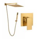 Kit Ducha Quadrada 20x20 Slim com desviador + Acabamento para registro Monocomando base deca Dourado Escovado Kit Ducha Quadrada 20x20 Slim com desviador + Acabamento para registro Monocomando base deca Dourado Escovado