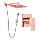 Kit Ducha Quadrada 20x20 Slim com desviador + Acabamento para registro Monocomando base Docol 3/4 Rose-Gold Brilhante