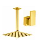 Kit Ducha Quadrada 20x20 Slim de teto + 1 Acabamento para Registro base deca Alavanca Até 1'' Pol Dourado Brilhante
