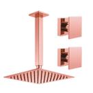 Kit Ducha Quadrada 20x20 Slim de teto + 2 Acabamentos para Registro base deca Cogumelo Até 1'' Pol Rose-Gold Brilhante Kit Ducha Quadrada 20x20 Slim de teto + 2 Acabamentos para Registro base deca Cogumelo Até 1'' Pol Rose-Gold Brilhante