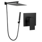 Kit Ducha Quadrada 20x20 Slim Gás Solar com desviador e Acabamento para registro Monocomando base Padrão Deca Alavanca Preto Fosco Metal