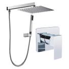 Kit Ducha Quadrada 20x20 Slim Gás Solar com desviador e Acabamento para registro Monocomando base padrão Docol 3/4 Alavanca Cromado Brilhante