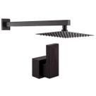 Kit Ducha Quadrada 20x20 Slim Ultra Fina + 1 Acabamento para Registro base deca Diamante Até 1'' Pol Preto Fosco