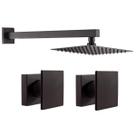 Kit Ducha Quadrada 20x20 Slim Ultra Fina + 2 Acabamentos para Registro base deca Cogumelo Até 1'' Pol Preto Fosco Kit Ducha Quadrada 20x20 Slim Ultra Fina + 2 Acabamentos para Registro base deca Cogumelo Até 1'' Pol Preto Fosco