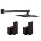 Kit Ducha Quadrada 20x20 Slim Ultra Fina + 2 Acabamentos para Registro base deca Diamante Até 1'' Pol Preto Fosco