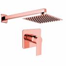 Kit Ducha Quadrada 20x20 Slim Ultra Fina + Acabamento para registro Monocomando base deca Quadrado Rose-Gold Brilhante