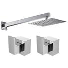 Kit Ducha Quadrada 20x20 Slim Ultra Fina com 2 Acabamentos para Registro base padrão Deca Alavanca de 1/2 ou 3/4 Cromado Brilhante Metal