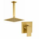 Kit Ducha Quadrada 20x20 Slim Ultra Fina de teto + Acabamento para registro Monocomando base deca Dourado Escovado Kit Ducha Quadrada 20x20 Slim Ultra Fina de teto + Acabamento para registro Monocomando base deca Dourado Escovado