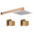 Kit Ducha Quadrada 20x20 Slim Ultra fina Gás Solar com 2 Acabamentos para Registro base Padrão Deca Quadrado de 1/2 ou 3/4 Rose Gold Brilhante Metal