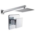 Kit Ducha Quadrada 20x20 Slim Ultra Fina Gás Solar com desviador e Acabamento para registro Monocomando base padrão Deca Cogumelo Cromado Brilhante