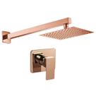 Kit Ducha Quadrada 20x20 Slim Ultra Fina Gás Solar Piscina com Acabamento para registro Monocomando base Deca 4493 Alavanca Rose Gold Brilhante