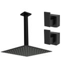 Kit Ducha Quadrada 20x20 Slim Ultra Fino Gás Solar Piscina de teto com 2 Acabamentos para Registro base padrão Deca Alavanca de 1/2 ou 3/4 Preto Fosco