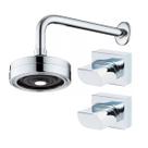 Kit Ducha Redonda Auto Limpante Banheiro Lavatório Piscina com 2 Acabamentos para Registro base padrão Deca Quadrado Gota até 1 pol Cromado Brilhante