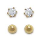 Kit Duo Brincos Primeiro Segundo Furo Zirconia e Bolinha Banhado Ouro 18k Kit Duo Brincos Primeiro Segundo Furo Zirconia e Bolinha Banhado Ouro 18k