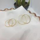 Kit Dupla Brinco Argola Redonda Primeiro e Segundo Furo Pequeno Ouro 18K