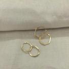 Kit Dupla Brincos Argolas Sextavados Alongados Pequenos Ouro 18K