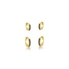 Kit Dupla de Argolas com uma fileira de Zirconias Banhadas a Ouro 18k