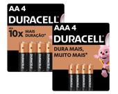 Kit Duracell Alcalinas - 4 Pilhas AA + 4 Pilhas AAA Kit Duracell Alcalinas - 4 Pilhas AA + 4 Pilhas AAA