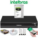 Kit Dvr 8 Canais inteligente Intelbras Imhdx 3108 Full Hd Cabo fonte Conectores Com Hd 1 Tb