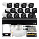 Kit Dvr Intelbras 16 Canais H.265 6tb 12 Câmeras Full Hd 20m