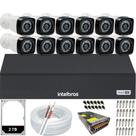 Kit Dvr Intelbras 16 Canais Multi Hd 12 Câmeras Full Hd 20m Hd 2TB