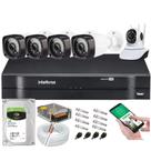 Kit Dvr Intelbras 4 Canais H.265 1tb 4 Câmeras Hd 20 Metros+1 Câmeras IP c/Audio