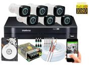 Kit Dvr Intelbras 8 Canais e 5 Câmeras Full Hd Fonte 10a