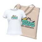 Kit Ecobag + Camiseta Feminina - Jesus é meu conforto Branca